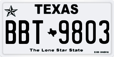 TX license plate BBT9803