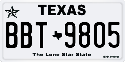 TX license plate BBT9805