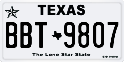 TX license plate BBT9807