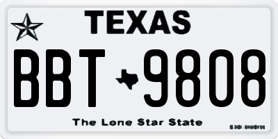 TX license plate BBT9808