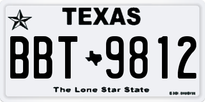 TX license plate BBT9812