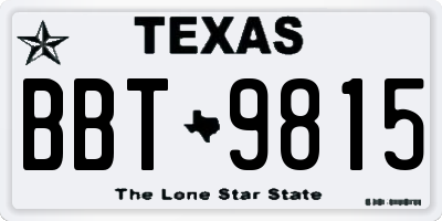 TX license plate BBT9815