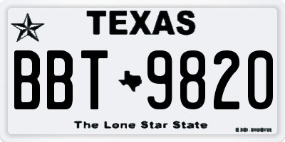 TX license plate BBT9820