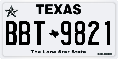 TX license plate BBT9821