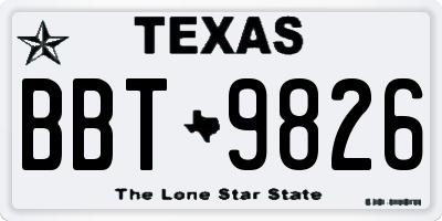 TX license plate BBT9826