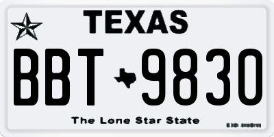 TX license plate BBT9830