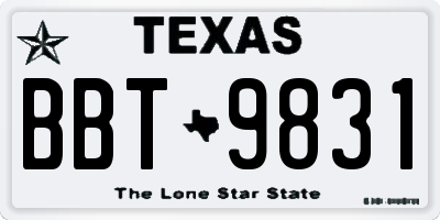 TX license plate BBT9831