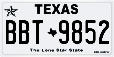 TX license plate BBT9852