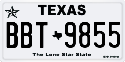 TX license plate BBT9855