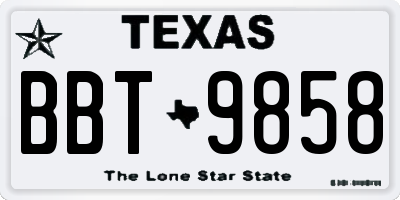 TX license plate BBT9858