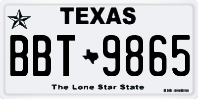 TX license plate BBT9865