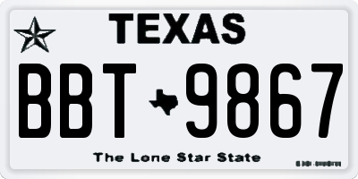 TX license plate BBT9867