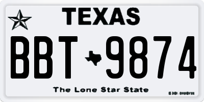 TX license plate BBT9874