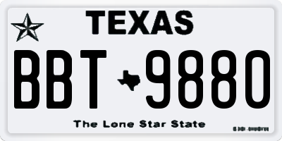 TX license plate BBT9880