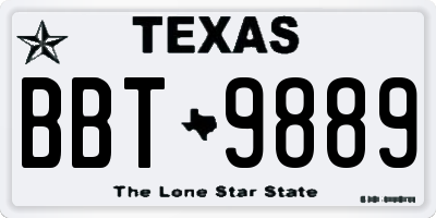 TX license plate BBT9889