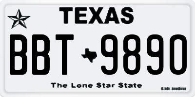 TX license plate BBT9890