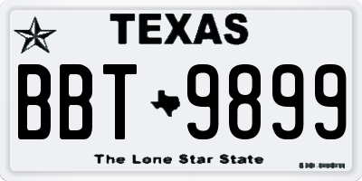 TX license plate BBT9899