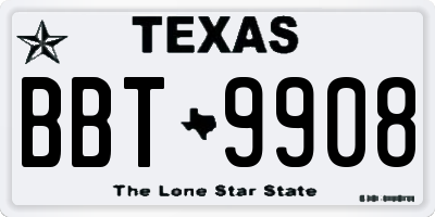 TX license plate BBT9908