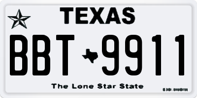 TX license plate BBT9911