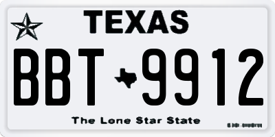 TX license plate BBT9912