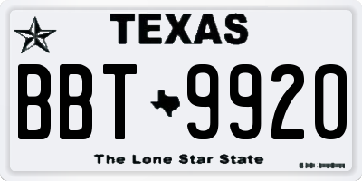 TX license plate BBT9920