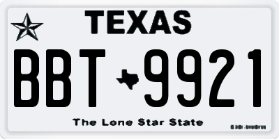 TX license plate BBT9921
