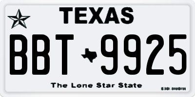 TX license plate BBT9925