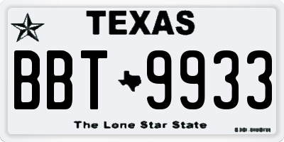 TX license plate BBT9933