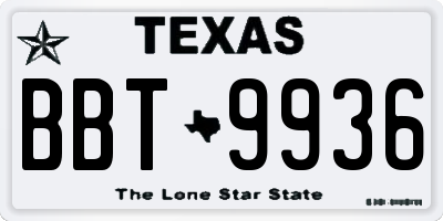 TX license plate BBT9936