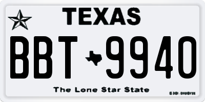 TX license plate BBT9940