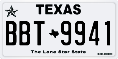 TX license plate BBT9941