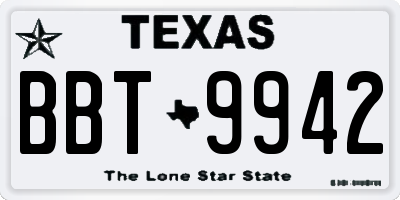 TX license plate BBT9942