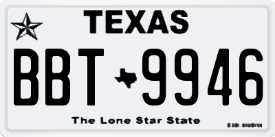 TX license plate BBT9946