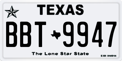 TX license plate BBT9947