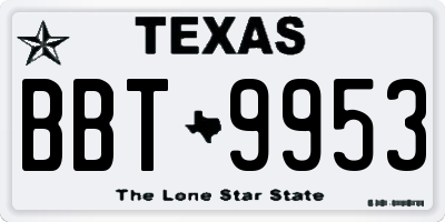 TX license plate BBT9953