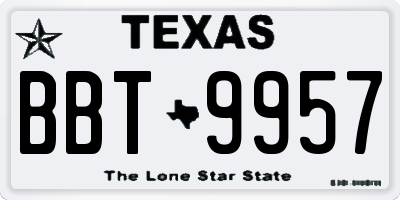 TX license plate BBT9957