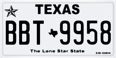 TX license plate BBT9958