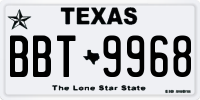 TX license plate BBT9968