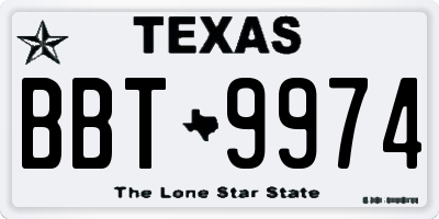 TX license plate BBT9974