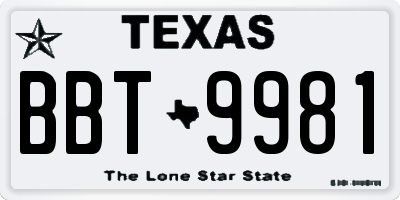 TX license plate BBT9981