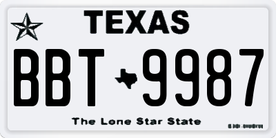 TX license plate BBT9987
