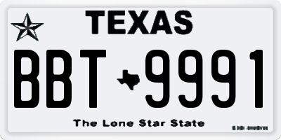 TX license plate BBT9991
