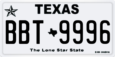 TX license plate BBT9996