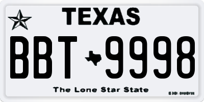 TX license plate BBT9998
