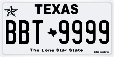 TX license plate BBT9999