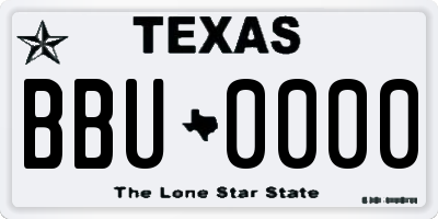 TX license plate BBU0000
