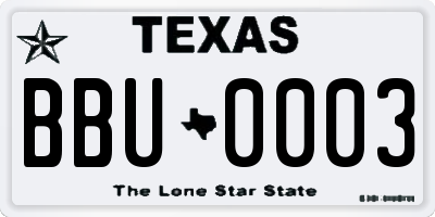 TX license plate BBU0003