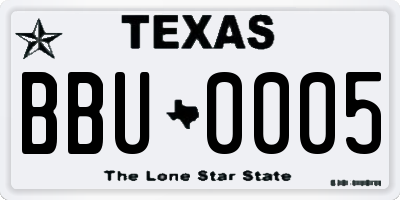 TX license plate BBU0005