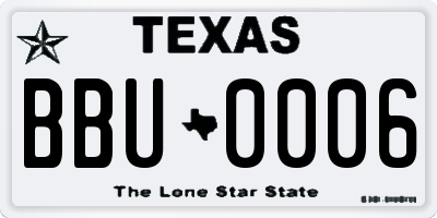 TX license plate BBU0006