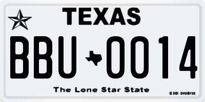TX license plate BBU0014